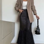 Falda larga satin encaje - FALDA LARGA