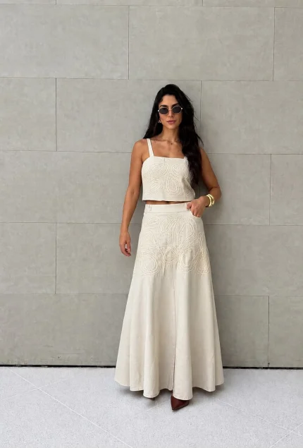 Set falda top bordado - set falda top