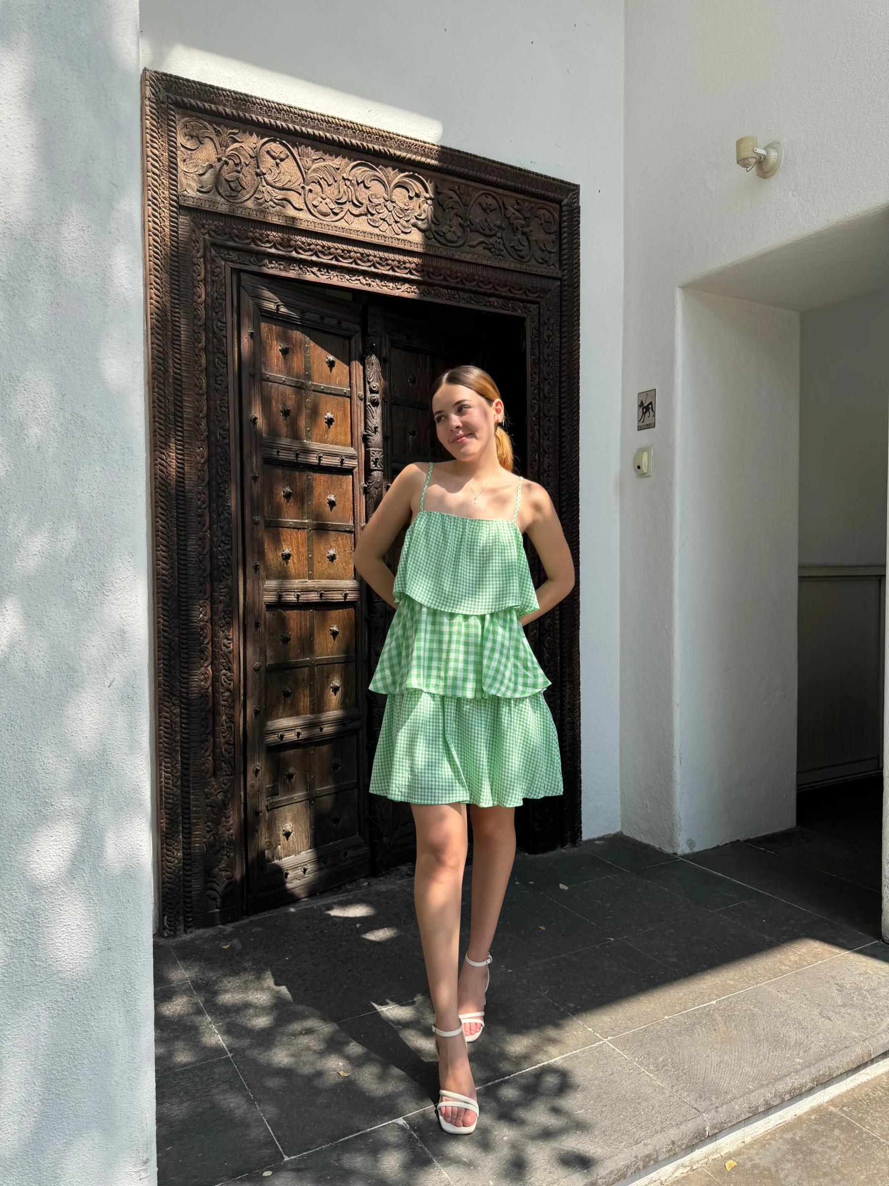 Vestido Corto - Vestido cuadros olanes