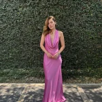 vestido maxi - vestido halter de satin