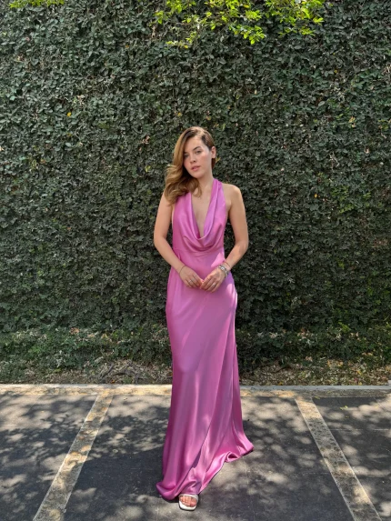 vestido maxi - vestido halter de satin