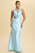 vestido maxi - vestido halter de satin