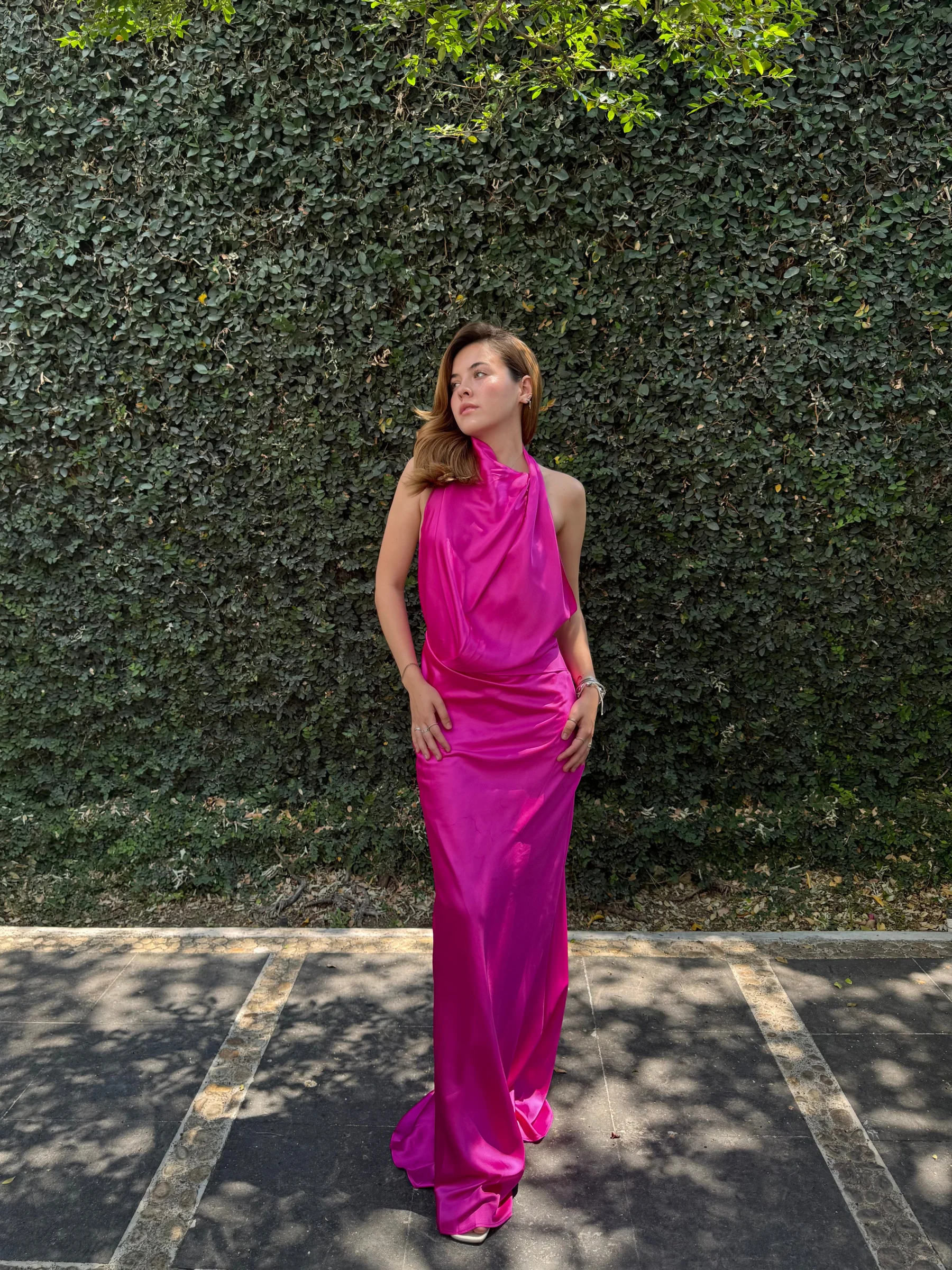 vestido maxi - vestido capucha partde delantera halter