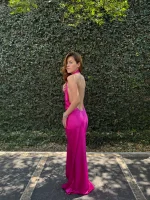 vestido maxi - vestido capucha partde delantera halter