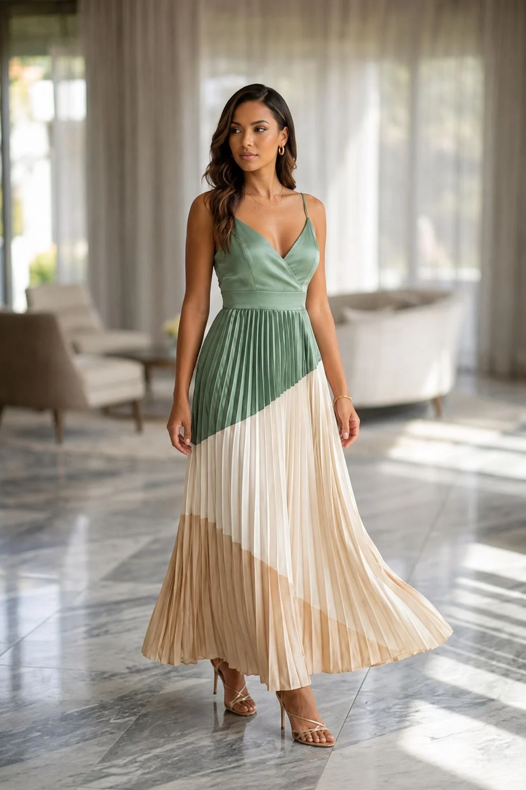 vestido maxxi - Vestido plizado 3 colores — 1 vestido maxxi - Vestido plizado 3 colores