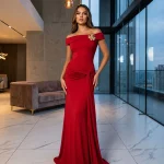 vestido maxxi - Vestido straple un hombro accesorio flor
