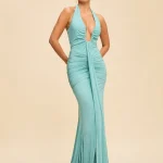 vestido maxxi - Vestido drapeado halter
