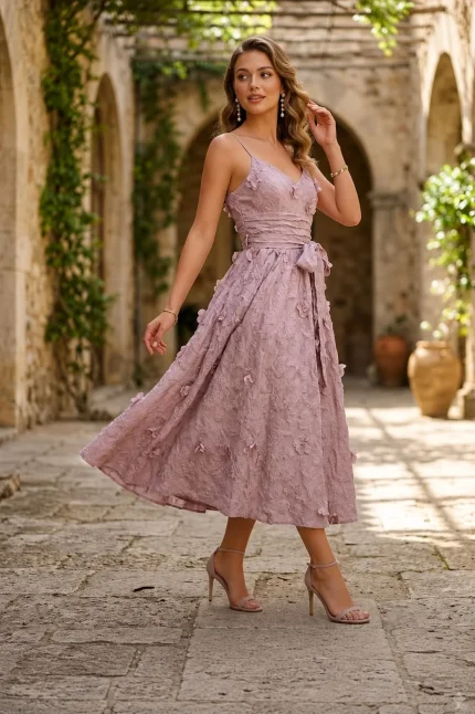 Vestido Midi - Vestido tirantes cinturon